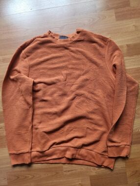 H&M Orange Ribbed Crewneck Sweatshirt